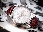 Copy Patek Philippe Geneve Chronograph Watch White Dial Brown Leather Band